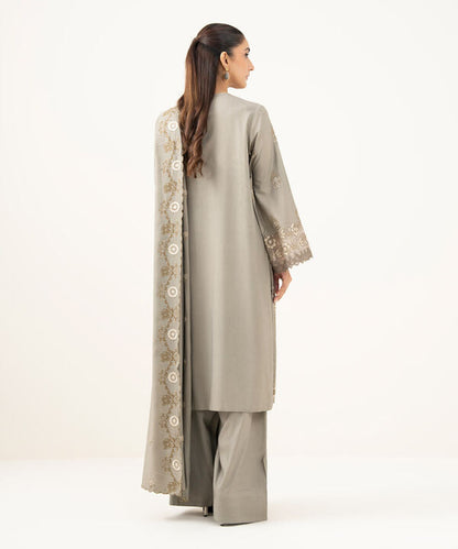 3 Piece - Embroidered Linen Suit