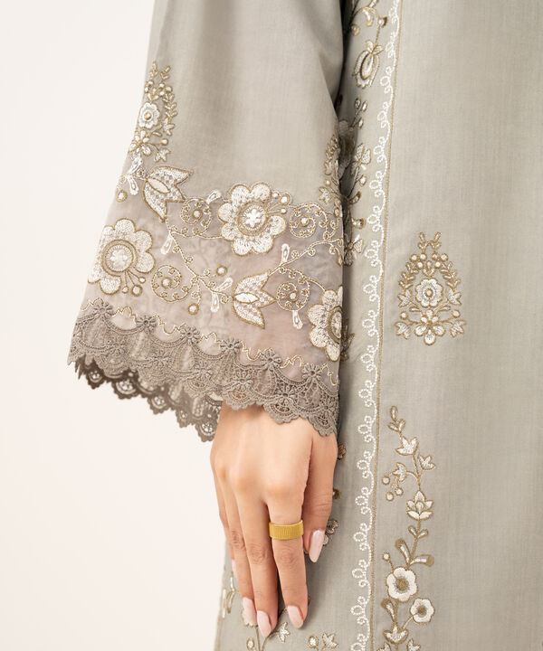 3 Piece - Embroidered Linen Suit