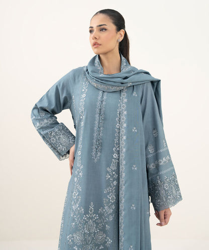 3 Piece - Embroidered Linen Suit