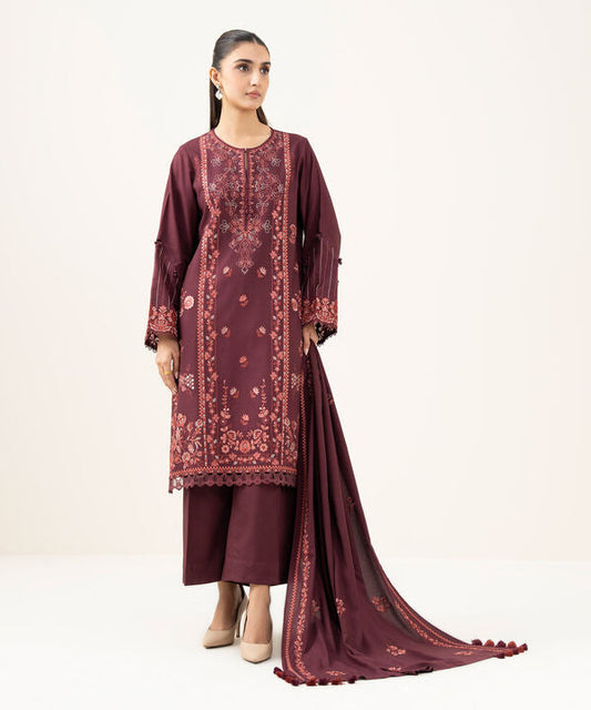 3 Piece - Embroidered Linen Suit