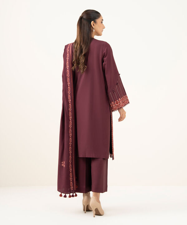 3 Piece - Embroidered Linen Suit