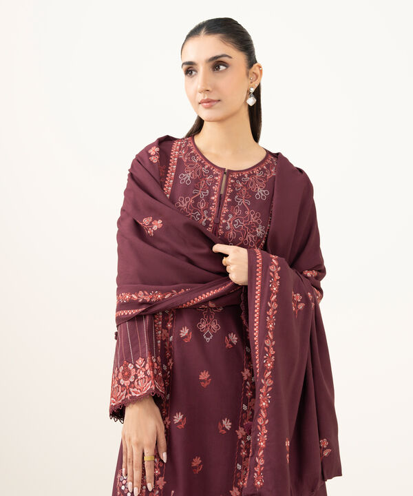 3 Piece - Embroidered Linen Suit