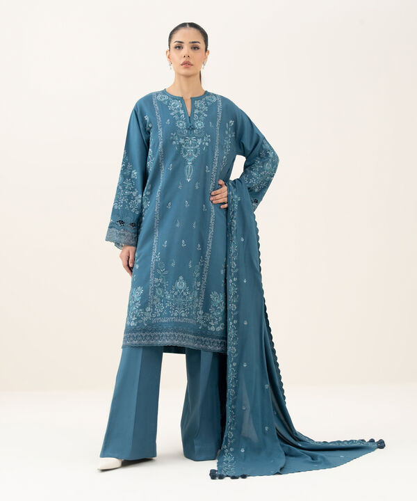 3 Piece - Embroidered Linen Suit