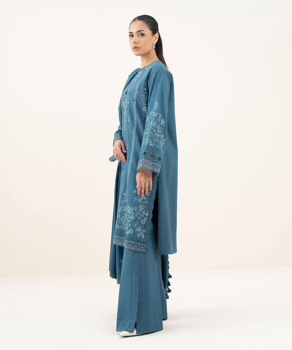3 Piece - Embroidered Linen Suit
