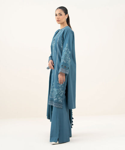 3 Piece - Embroidered Linen Suit