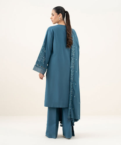 3 Piece - Embroidered Linen Suit