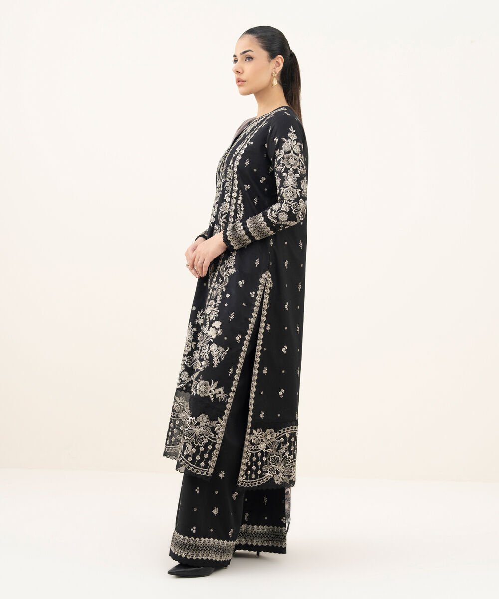 3 Piece - Embroidered Twill Suit