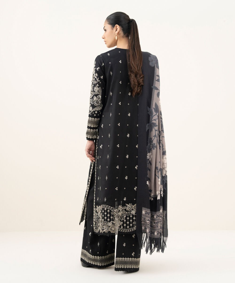 3 Piece - Embroidered Twill Suit