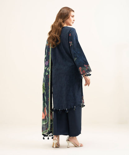 3 Piece - Embroidered Cotton Jacquard Suit
