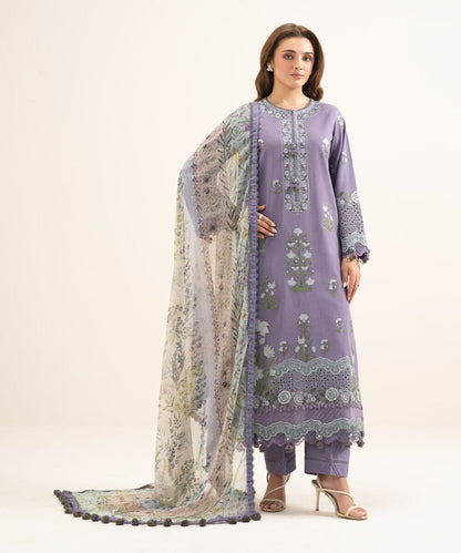 3 Piece - Embroidered Dobby Suit