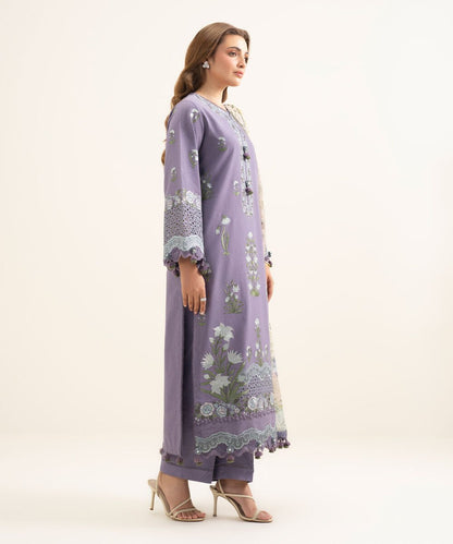 3 Piece - Embroidered Dobby Suit