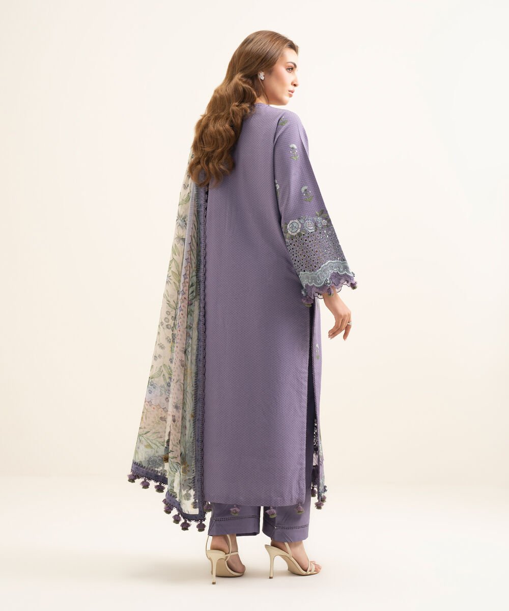 3 Piece - Embroidered Dobby Suit