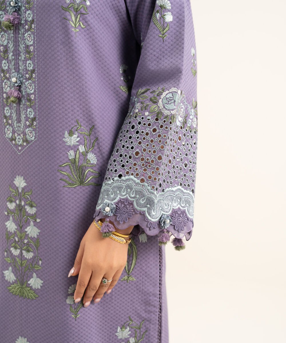 3 Piece - Embroidered Dobby Suit