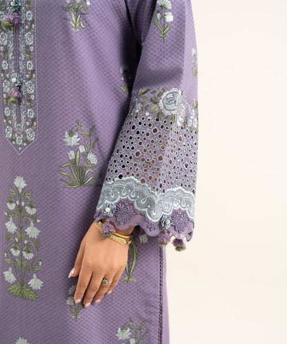 3 Piece - Embroidered Dobby Suit