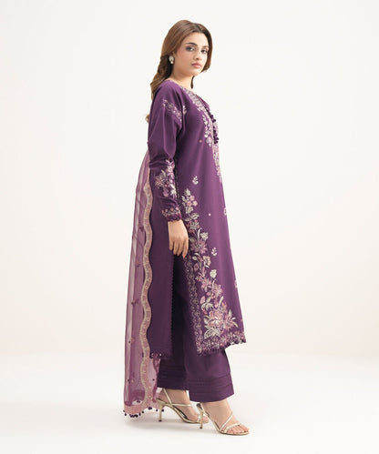 3 Piece - Embroidered Dobby Suit