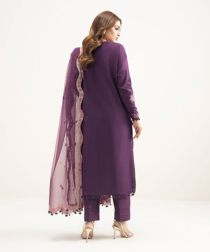 3 Piece - Embroidered Dobby Suit
