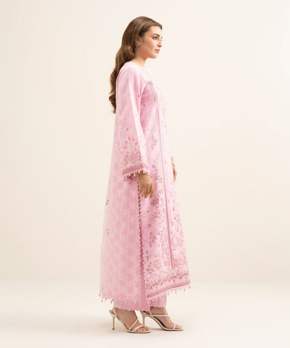 3 Piece - Embroidered Cotton Jacquard Suit