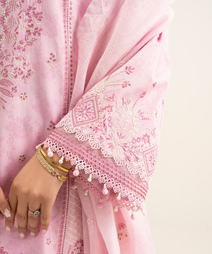 3 Piece - Embroidered Cotton Jacquard Suit