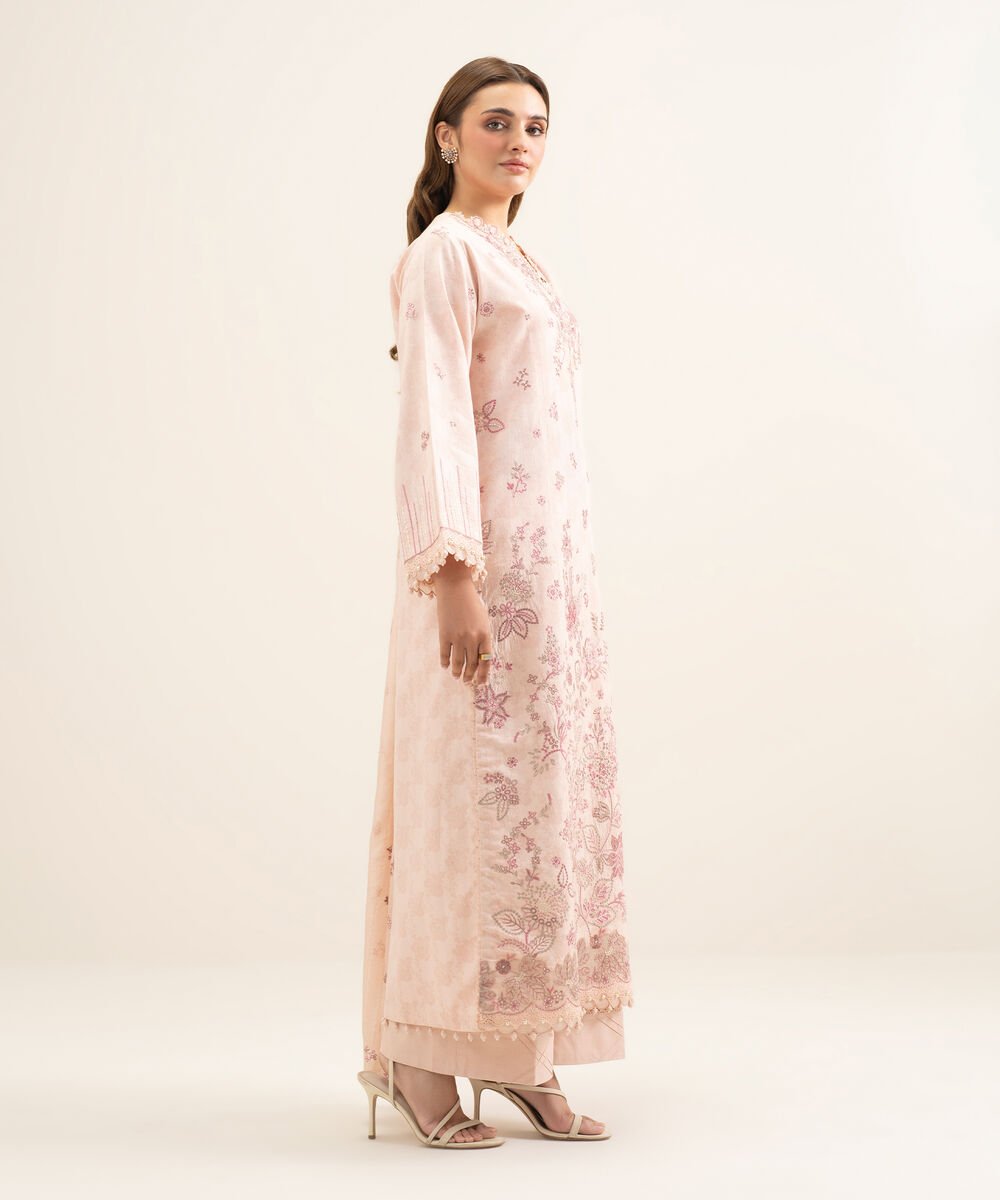 3 Piece - Embroidered Cotton Jacquard Suit