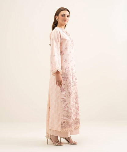 3 Piece - Embroidered Cotton Jacquard Suit