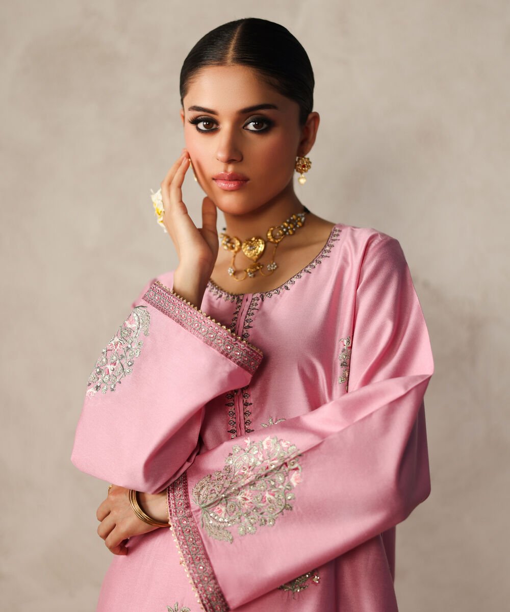 3 Piece - Embroidered Cotton Net Suit