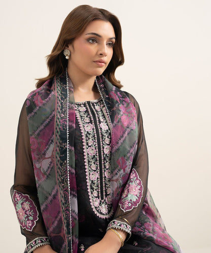 3 Piece - Embroidered Organza Suit
