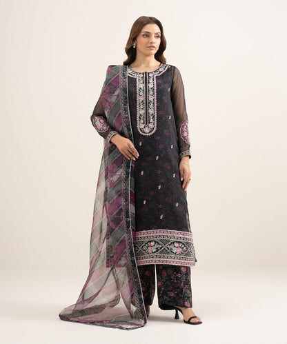 3 Piece - Embroidered Organza Suit