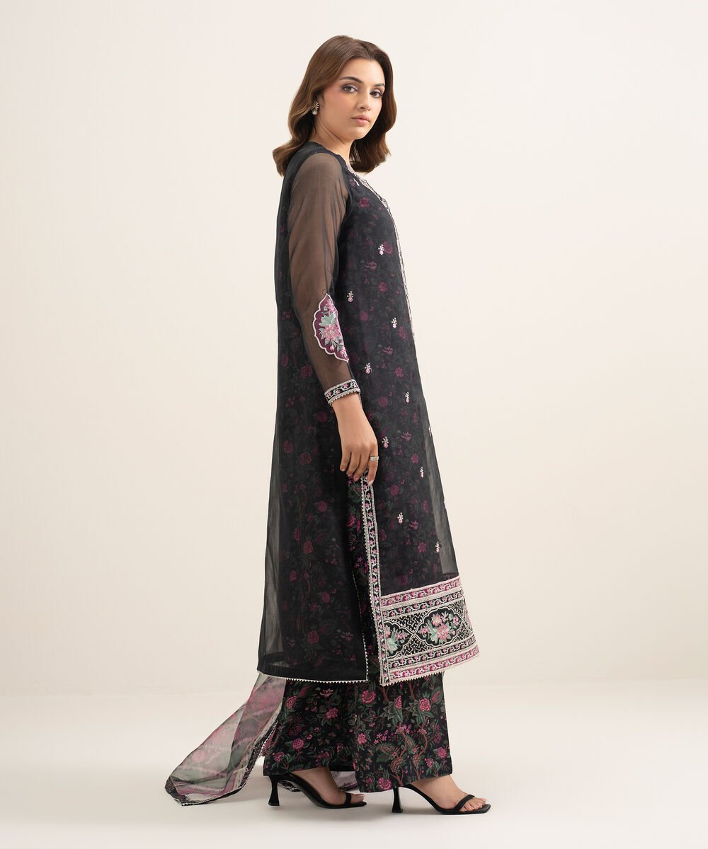 3 Piece - Embroidered Organza Suit