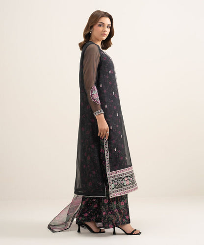 3 Piece - Embroidered Organza Suit