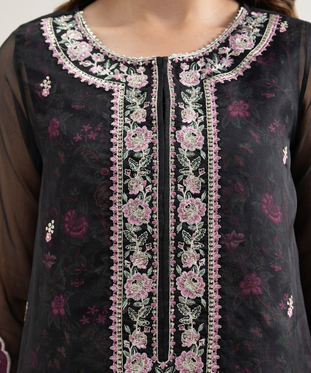 3 Piece - Embroidered Organza Suit