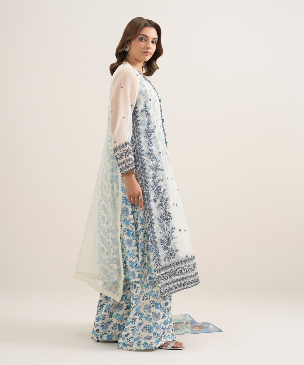 3 Piece - Embroidered Organza Suit