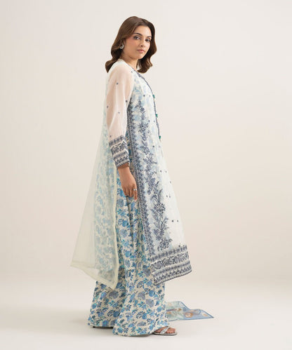 3 Piece - Embroidered Organza Suit