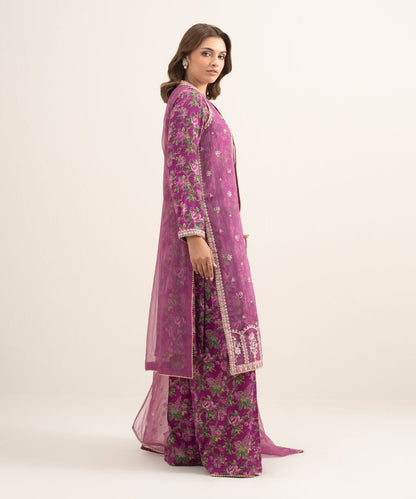 3 Piece - Embroidered Organza Suit