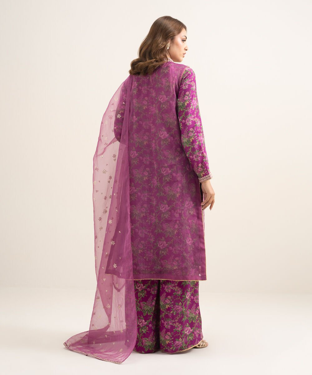 3 Piece - Embroidered Organza Suit