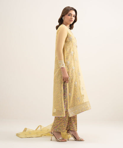 3 Piece - Embroidered Organza Suit
