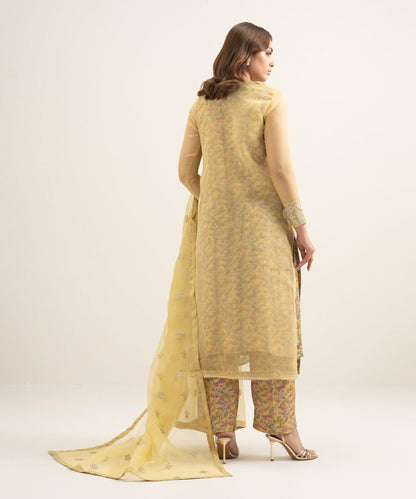 3 Piece - Embroidered Organza Suit