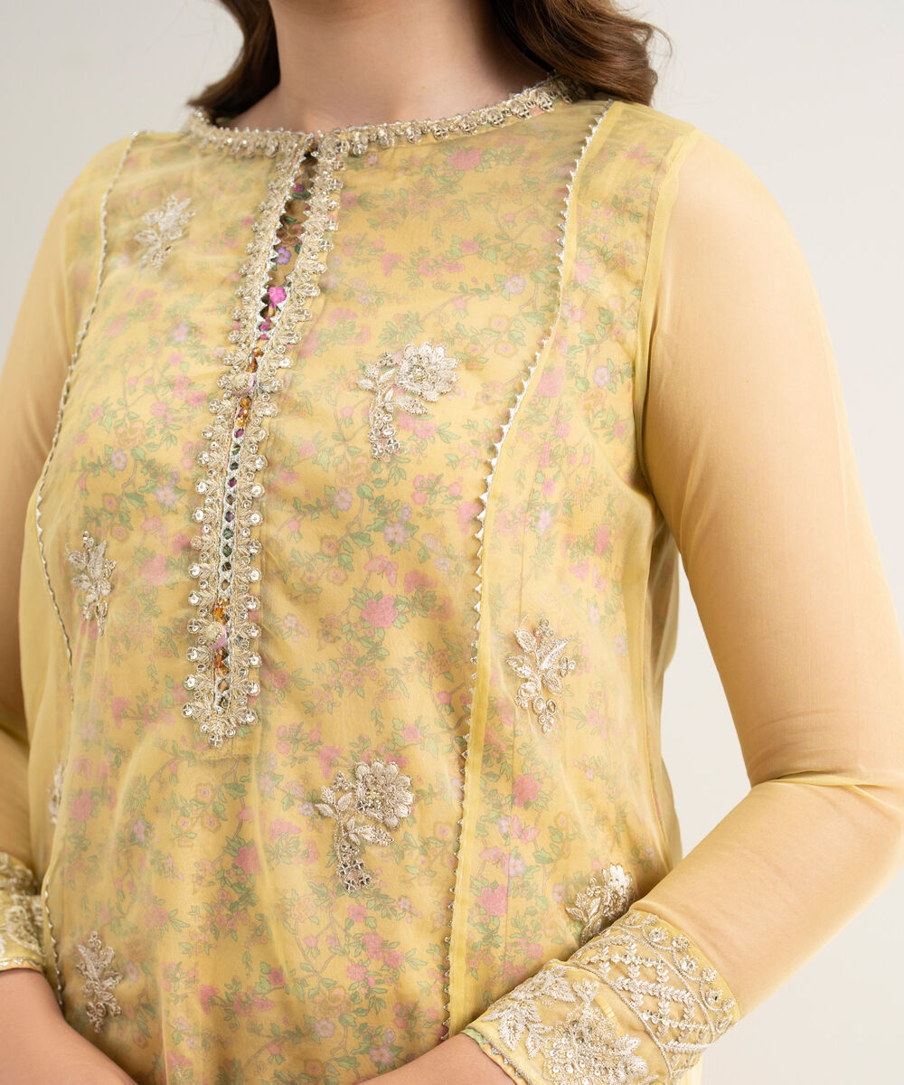 3 Piece - Embroidered Organza Suit