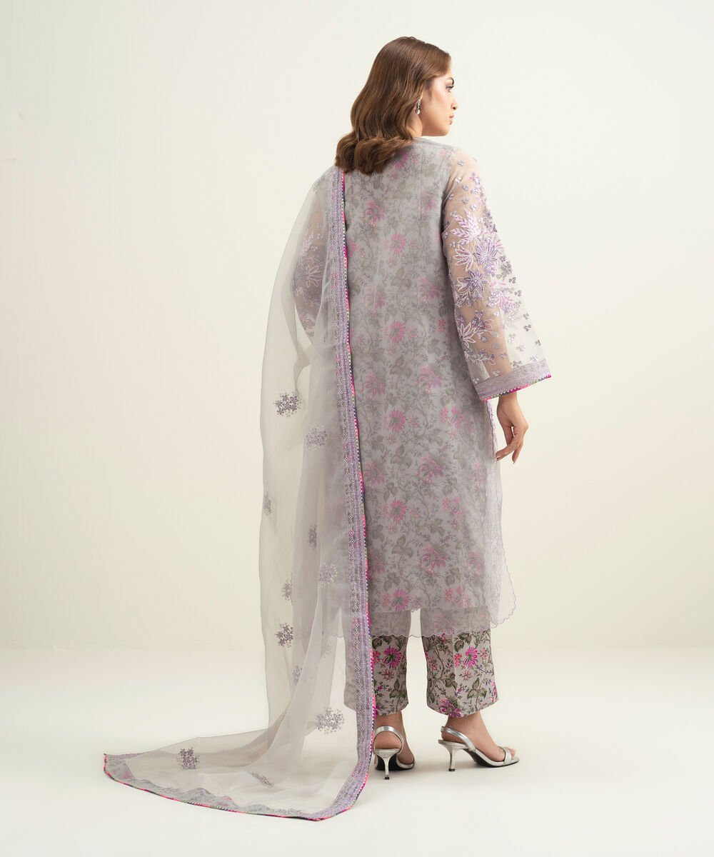 3 Piece - Embroidered Organza Suit
