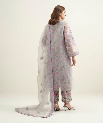 3 Piece - Embroidered Organza Suit
