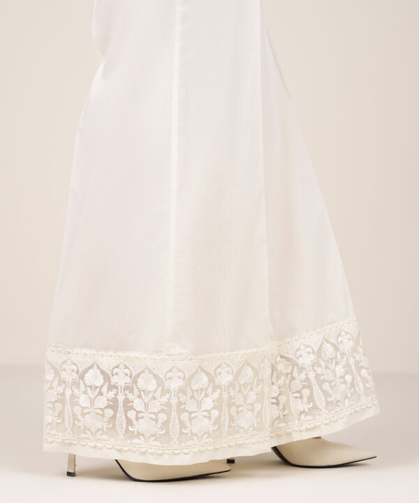 Embroidered Cotton Flared Pants