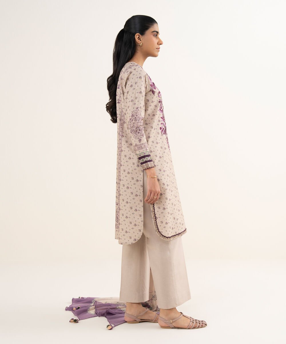 3 Piece - Embroidered Cotton Suit