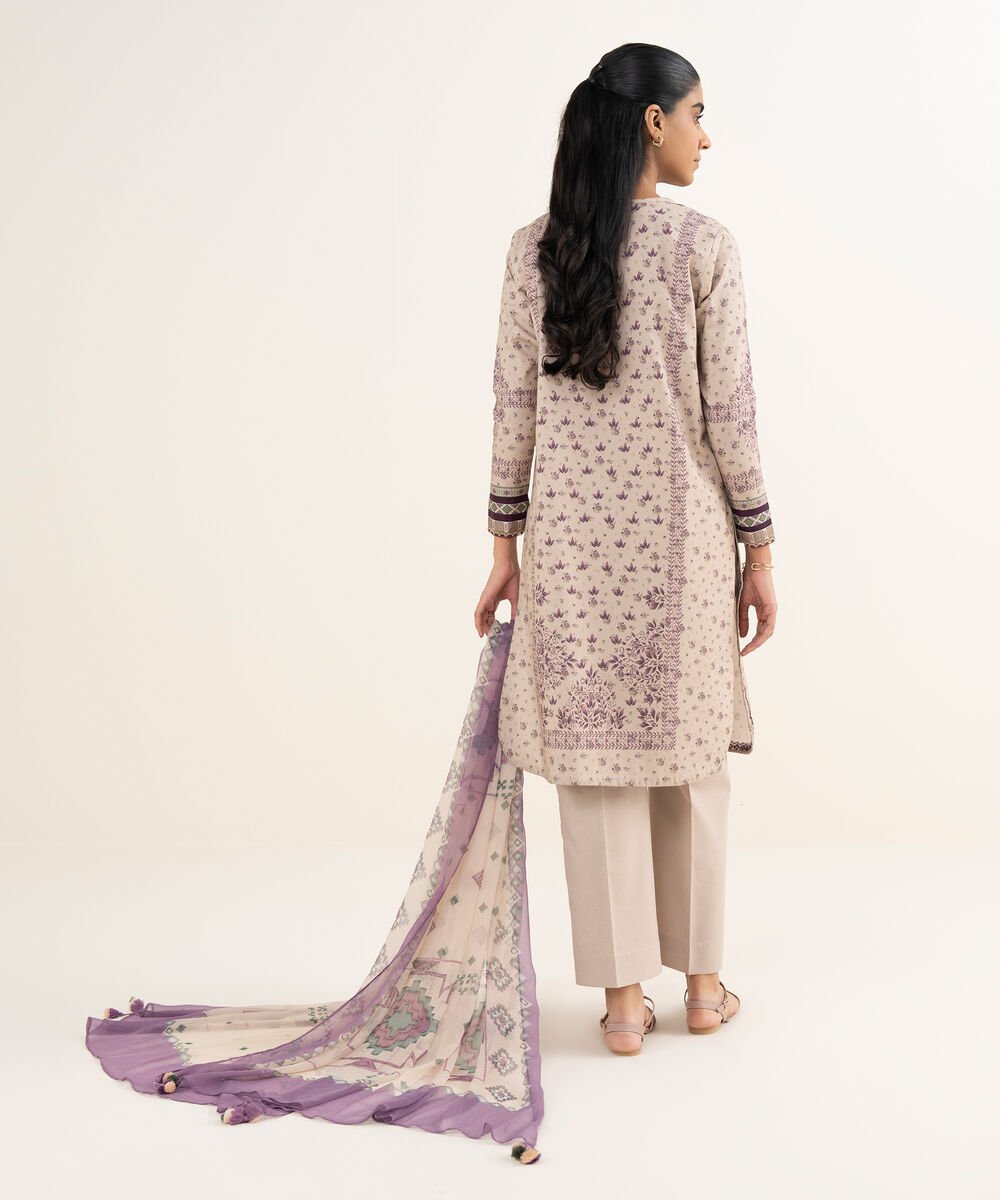 3 Piece - Embroidered Cotton Suit