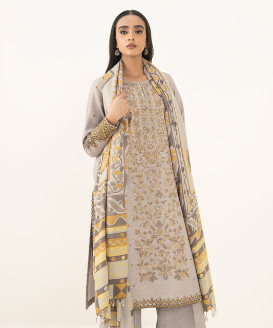 3 Piece - Embroidered Cotton Suit