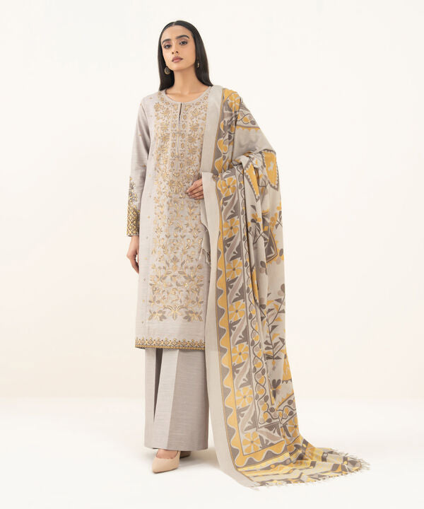 3 Piece - Embroidered Cotton Suit