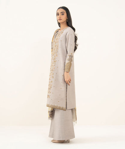 3 Piece - Embroidered Cotton Suit
