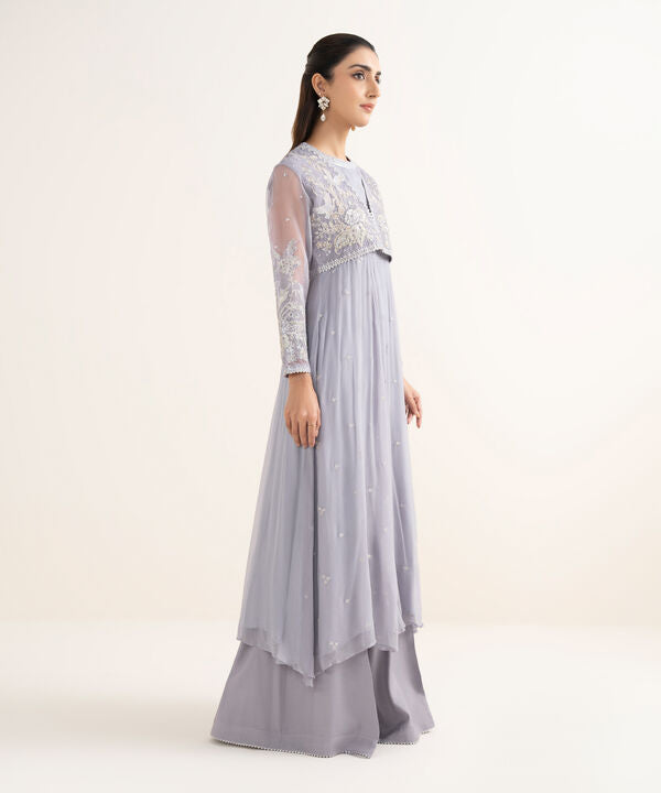 2 Piece - Embrodiered Chiffon Suit