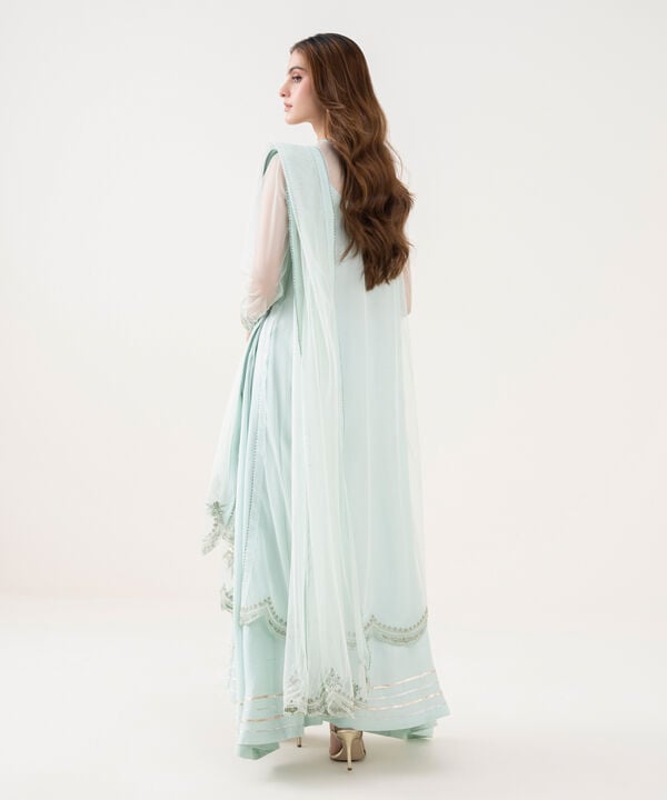 2 Piece - Embroidered Net Suit