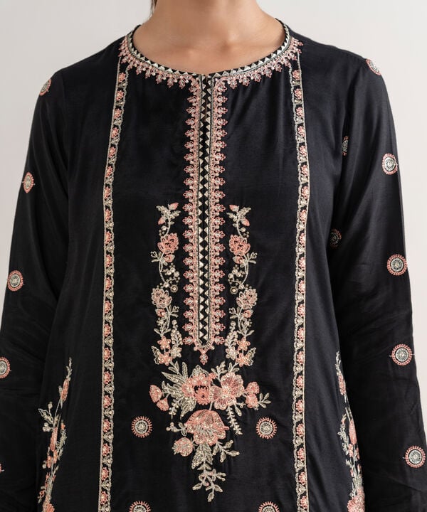 Embroidered Raw Silk Shirt