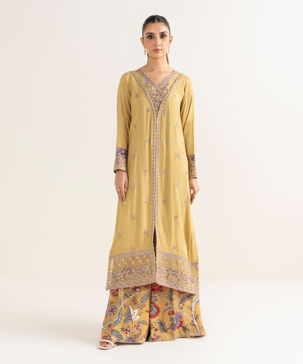Embroidered Raw Silk Shirt