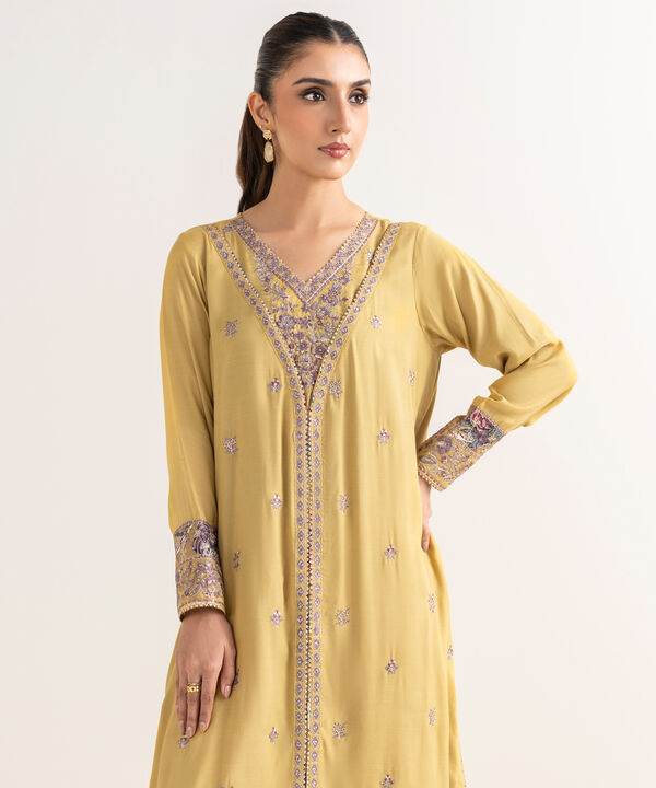 Embroidered Raw Silk Shirt